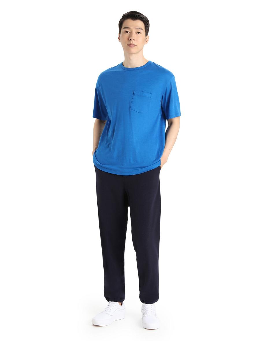 Lazurite Icebreaker Merino Granary Short Sleeve Pocket Men's T Shirts | AU 1157EBCX